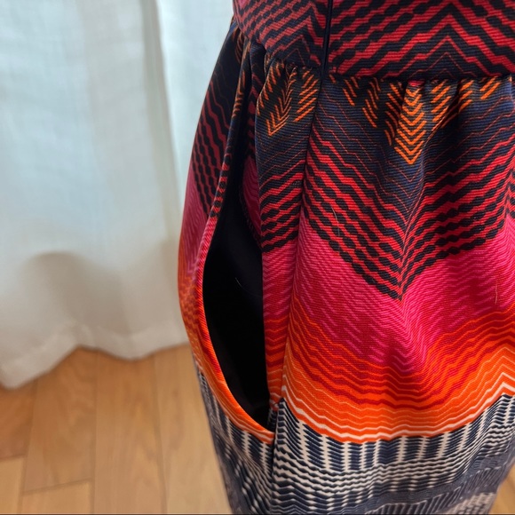 Anthropologie - Tabitha - Navy Bright Chevron Fit and Flare Dress - 2 - Picture 4 of 9